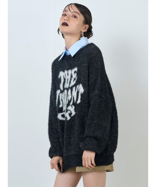 MURUA(ムルーア)の「【WEB限定】ロゴジャガードニット(ニット/セーター・レディース・ブラック/グレー/グリーン・FREE)」の4枚目の写真