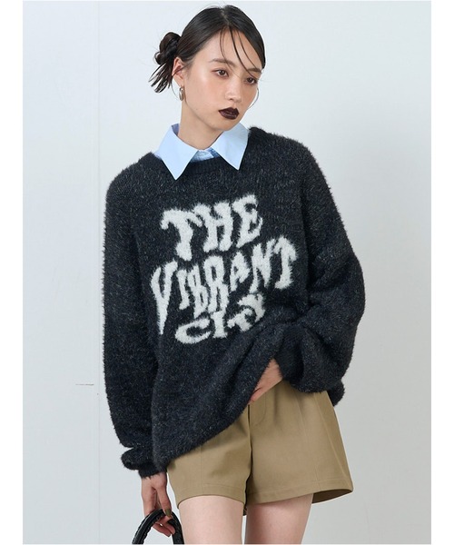 MURUA(ムルーア)の「【WEB限定】ロゴジャガードニット(ニット/セーター・レディース・ブラック/グレー/グリーン・FREE)」の12枚目の写真