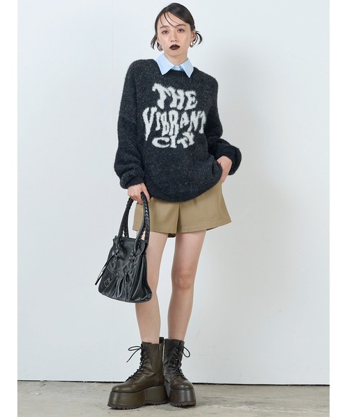 MURUA(ムルーア)の「【WEB限定】ロゴジャガードニット(ニット/セーター・レディース・ブラック/グレー/グリーン・FREE)」の11枚目の写真