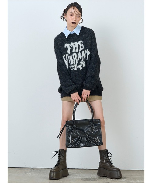 MURUA(ムルーア)の「【WEB限定】ロゴジャガードニット(ニット/セーター・レディース・ブラック/グレー/グリーン・FREE)」の8枚目の写真