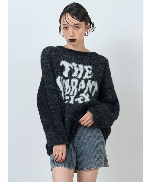 MURUA(ムルーア)の「【WEB限定】ロゴジャガードニット(ニット/セーター・レディース・ブラック/グレー/グリーン・FREE)」の5枚目の写真