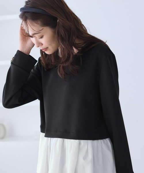 ROPE' PICNIC(ロペピクニック)の「布帛ドッキングペプラムギャザープルオーバー(Tシャツ/カットソー・レディース・ブラック/ネイビー/オフホワイト・M/S)」の9枚目の写真