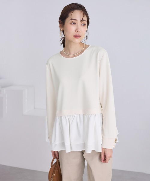 ROPE' PICNIC(ロペピクニック)の「布帛ドッキングペプラムギャザープルオーバー(Tシャツ/カットソー・レディース・ブラック/ネイビー/オフホワイト・M/S)」の14枚目の写真