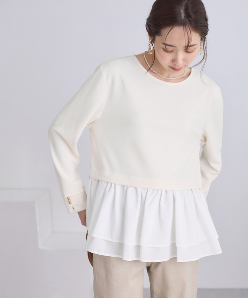 ROPE' PICNIC(ロペピクニック)の「布帛ドッキングペプラムギャザープルオーバー(Tシャツ/カットソー・レディース・ブラック/ネイビー/オフホワイト・M/S)」の15枚目の写真