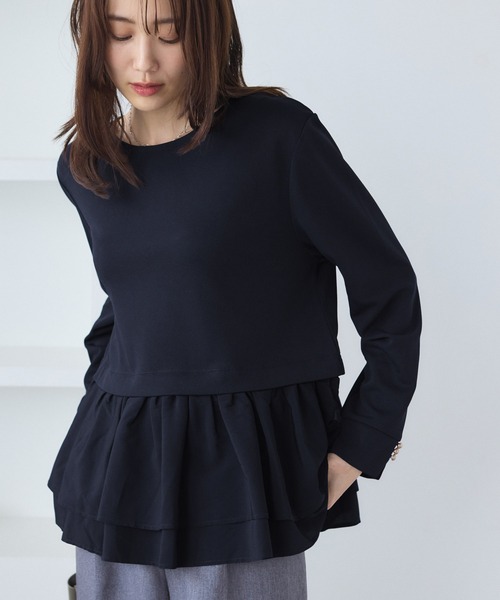 ROPE' PICNIC(ロペピクニック)の「布帛ドッキングペプラムギャザープルオーバー(Tシャツ/カットソー・レディース・ブラック/ネイビー/オフホワイト・M/S)」の19枚目の写真
