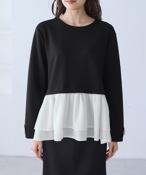 ROPE' PICNIC(ロペピクニック)の「布帛ドッキングペプラムギャザープルオーバー(Tシャツ/カットソー・レディース・ブラック/ネイビー/オフホワイト・M/S)」の22枚目の写真