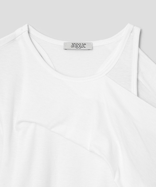 anggae(アンゲ)の「anggae/アンゲ PETAL OFF SHOULDER T-SHIRT オフショルダー カットソー(Tシャツ/カットソー・レディース・ホワイト/ブラック・S/M)」の11枚目の写真