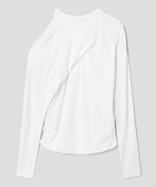 anggae(アンゲ)の「anggae/アンゲ PETAL OFF SHOULDER T-SHIRT オフショルダー カットソー(Tシャツ/カットソー・レディース・ホワイト/ブラック・S/M)」の9枚目の写真