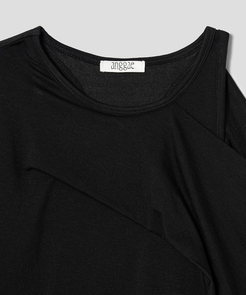 anggae(アンゲ)の「anggae/アンゲ PETAL OFF SHOULDER T-SHIRT オフショルダー カットソー(Tシャツ/カットソー・レディース・ホワイト/ブラック・S/M)」の15枚目の写真