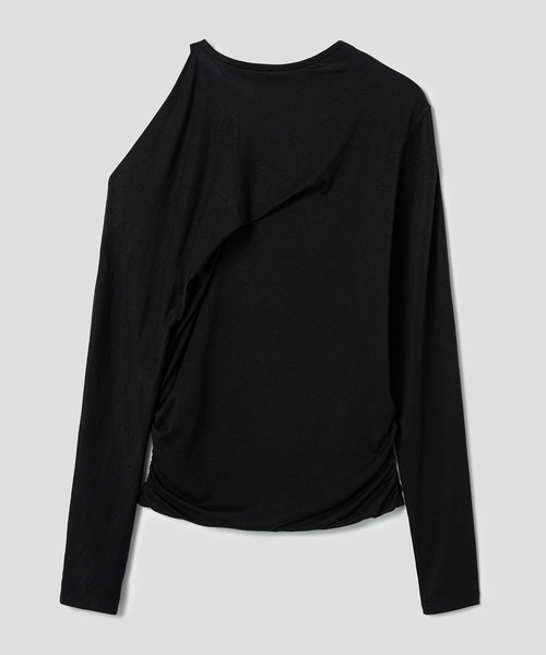 anggae(アンゲ)の「anggae/アンゲ PETAL OFF SHOULDER T-SHIRT オフショルダー カットソー(Tシャツ/カットソー・レディース・ホワイト/ブラック・S/M)」の7枚目の写真