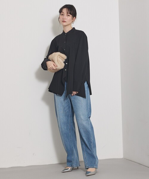 qualite(カリテ)の「【ニットにレイヤードしてもかわいい!】ランダムヘムシャツ/秋服/オフィスカジュアル(シャツ/ブラウス・レディース・オフホワイト/ブルー/ブラック・フリー)」の10枚目の写真