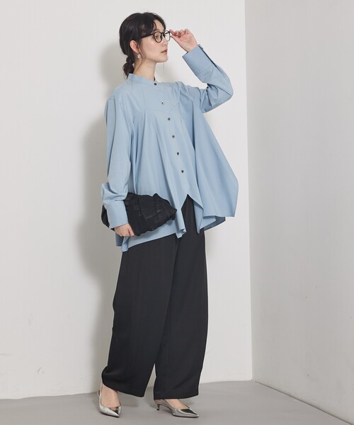 qualite(カリテ)の「【ニットにレイヤードしてもかわいい!】ランダムヘムシャツ/秋服/オフィスカジュアル(シャツ/ブラウス・レディース・オフホワイト/ブルー/ブラック・フリー)」の6枚目の写真