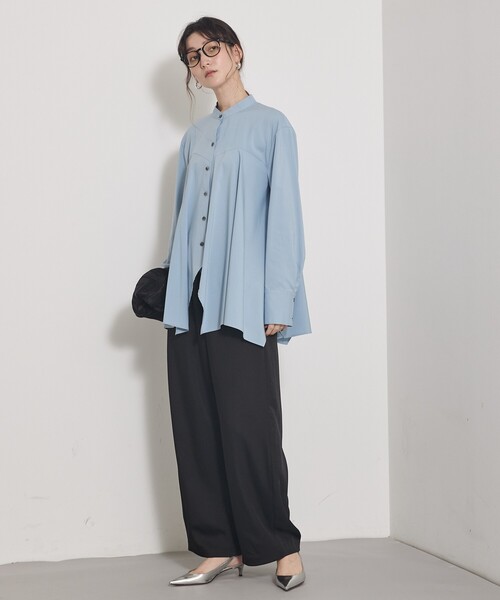 qualite(カリテ)の「【ニットにレイヤードしてもかわいい!】ランダムヘムシャツ/秋服/オフィスカジュアル(シャツ/ブラウス・レディース・オフホワイト/ブルー/ブラック・フリー)」の5枚目の写真