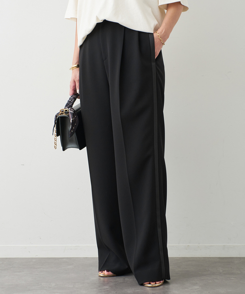 セール】*トリアセジョーゼット タキシード パンツ（スラックス