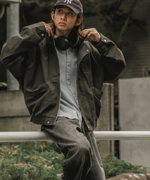 フライフロント スタンドネック コットンジャケット（カバーオール