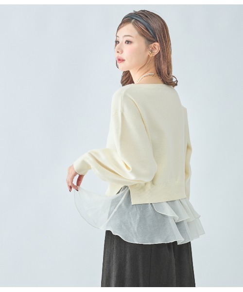 PEACH JOHN（ピーチジョン）の「フリルヘムコンビニットトップス（ニット/セーター・レディース・ブラウン/アイボリー/ブラック・ONE SIZE）」の6枚目の写真