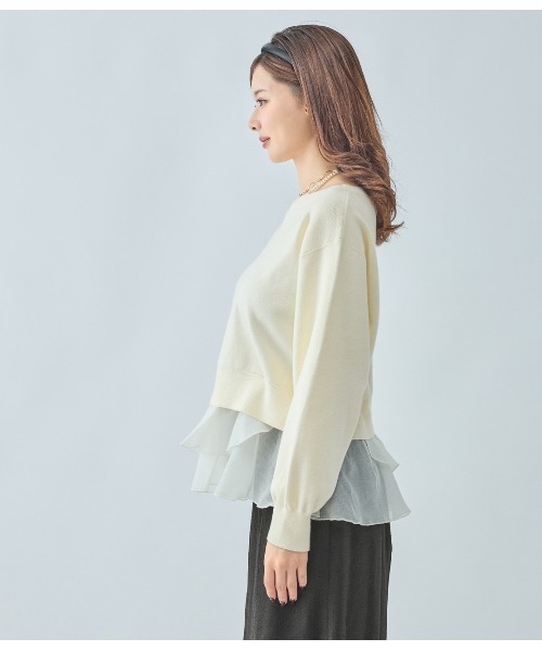 PEACH JOHN（ピーチジョン）の「フリルヘムコンビニットトップス（ニット/セーター・レディース・ブラウン/アイボリー/ブラック・ONE SIZE）」の9枚目の写真