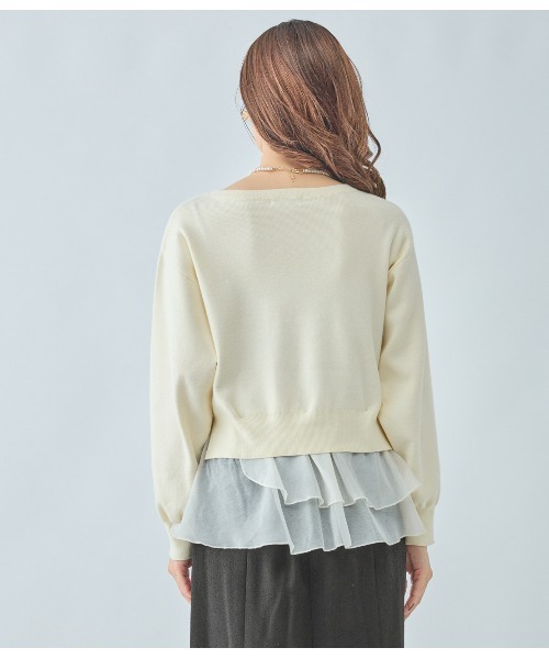 PEACH JOHN（ピーチジョン）の「フリルヘムコンビニットトップス（ニット/セーター・レディース・ブラウン/アイボリー/ブラック・ONE SIZE）」の10枚目の写真