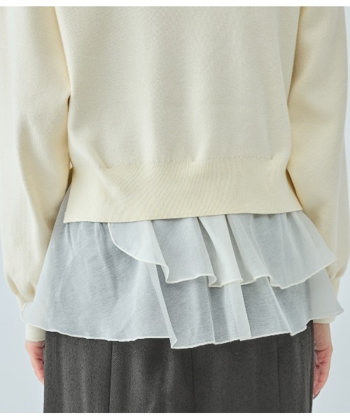 PEACH JOHN（ピーチジョン）の「フリルヘムコンビニットトップス（ニット/セーター・レディース・ブラウン/アイボリー/ブラック・ONE SIZE）」の12枚目の写真