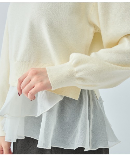 PEACH JOHN（ピーチジョン）の「フリルヘムコンビニットトップス（ニット/セーター・レディース・ブラウン/アイボリー/ブラック・ONE SIZE）」の15枚目の写真