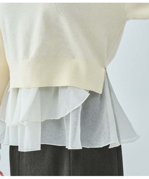 PEACH JOHN（ピーチジョン）の「フリルヘムコンビニットトップス（ニット/セーター・レディース・ブラウン/アイボリー/ブラック・ONE SIZE）」の16枚目の写真