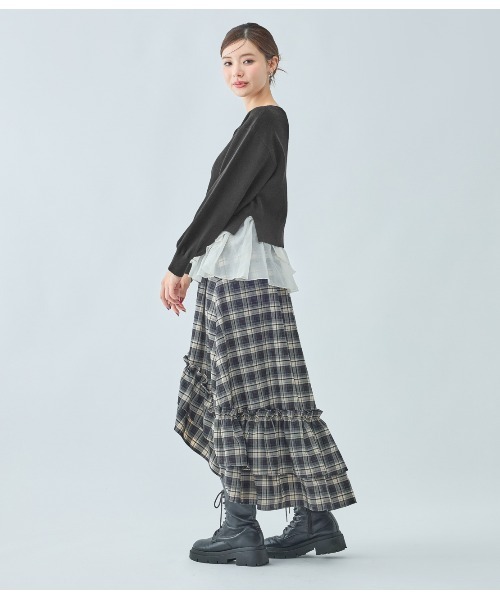 PEACH JOHN（ピーチジョン）の「フリルヘムコンビニットトップス（ニット/セーター・レディース・ブラウン/アイボリー/ブラック・ONE SIZE）」の18枚目の写真