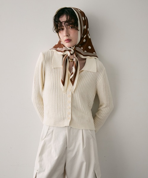 ポルカドットトライアングルスカーフ（ストール/ショール）｜Trish