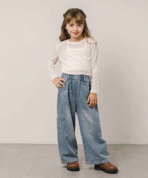 URBAN CHERRY（アーバンチェリー）の「カーブステッチカーゴデニムパンツ（デニムパンツ・キッズ・ブルー・110cm/120cm/140cm/130cm/150cm）」の14枚目の写真