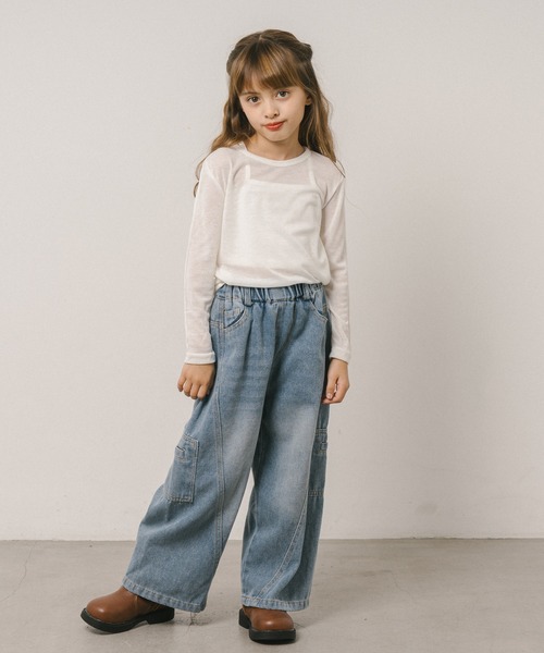 URBAN CHERRY（アーバンチェリー）の「カーブステッチカーゴデニムパンツ（デニムパンツ・キッズ・ブルー・110cm/120cm/140cm/130cm/150cm）」の7枚目の写真