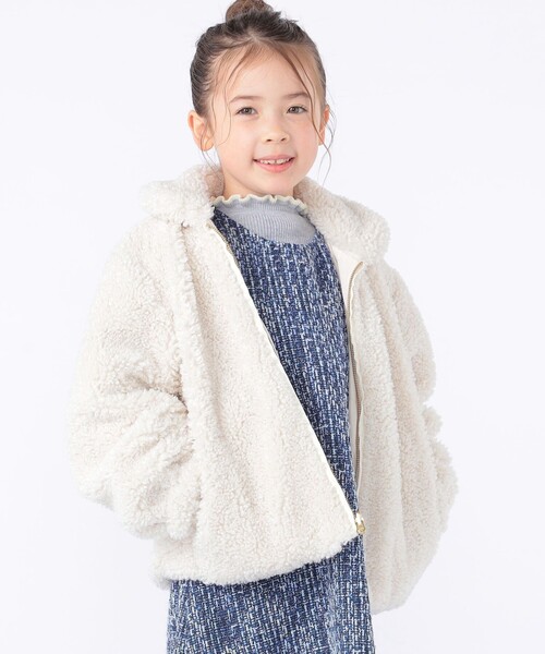 SHIPS(シップス)の「SHIPS KIDS:100~130cm / プードルファー×タフタ リバーシブル ジャケット(その他アウター・キッズ・オフホワイト/ブラウン系・120/110/100/130)」の3枚目の写真