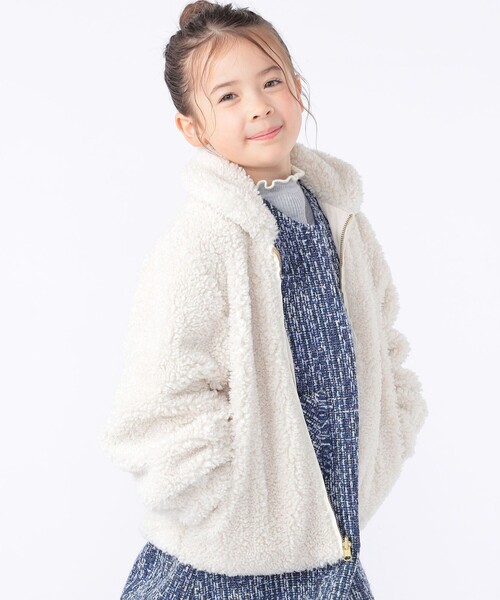 SHIPS(シップス)の「SHIPS KIDS:100~130cm / プードルファー×タフタ リバーシブル ジャケット(その他アウター・キッズ・オフホワイト/ブラウン系・120/110/100/130)」の4枚目の写真