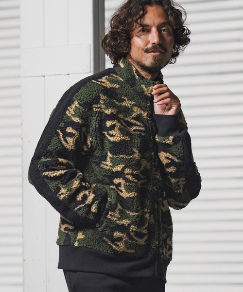 1minute 1second（ワンミニットワンセカンド）の「mj11156-camouflage boa line truck JKT ボアトラックジャケット(1M25F110)（その他アウター・メンズ・ホワイト系その他/カーキ系・XL/L/M/S）」の2枚目の写真
