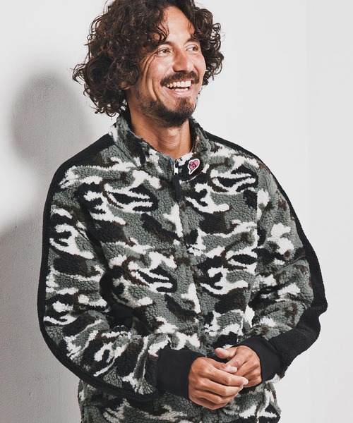 1minute 1second（ワンミニットワンセカンド）の「mj11156-camouflage boa line truck JKT ボアトラックジャケット(1M25F110)（その他アウター・メンズ・ホワイト系その他/カーキ系・XL/L/M/S）」の7枚目の写真