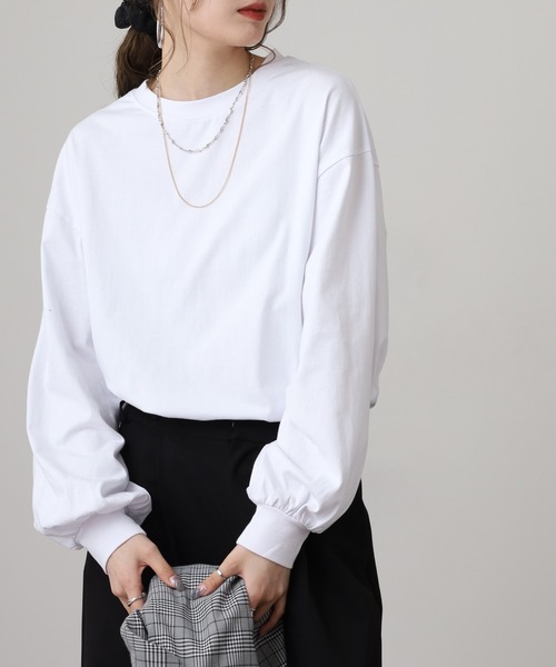 OMNES(オムネス)の「袖ボリューム長袖Tシャツ(Tシャツ/カットソー・レディース・グレー/ホワイト・FREE)」の5枚目の写真