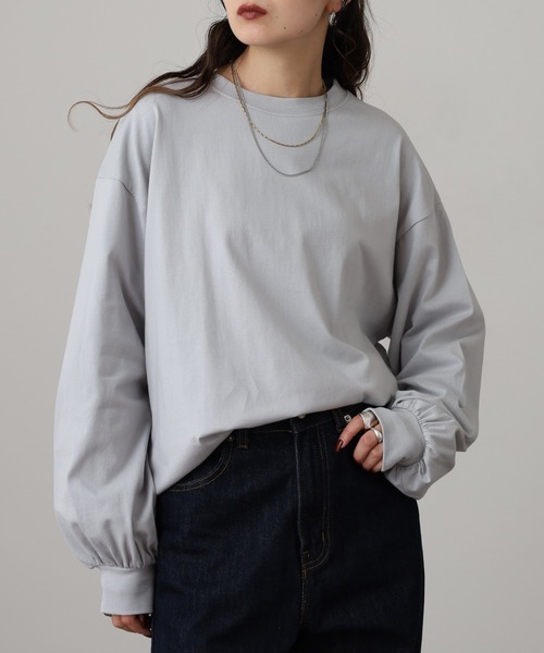 OMNES(オムネス)の「袖ボリューム長袖Tシャツ(Tシャツ/カットソー・レディース・グレー/ホワイト・FREE)」の7枚目の写真