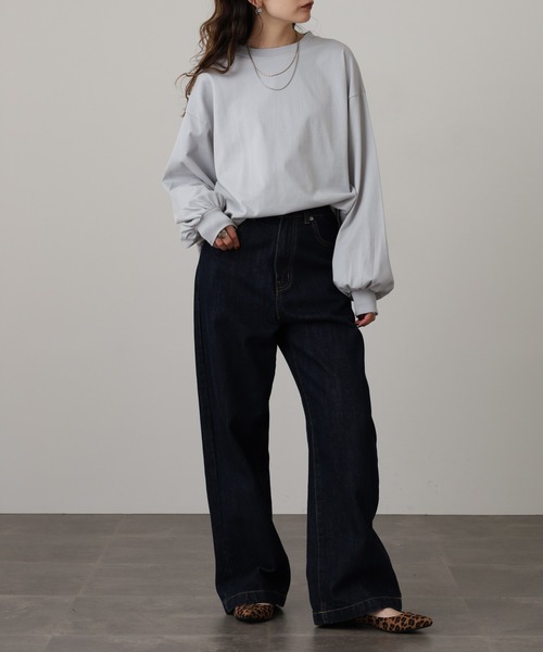 OMNES(オムネス)の「袖ボリューム長袖Tシャツ(Tシャツ/カットソー・レディース・グレー/ホワイト・FREE)」の10枚目の写真