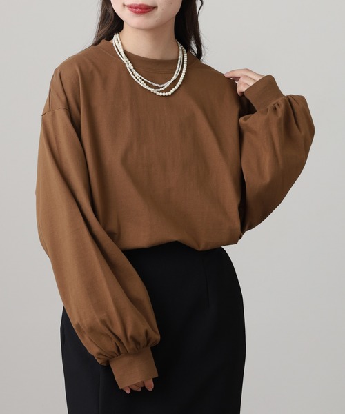 OMNES(オムネス)の「袖ボリューム長袖Tシャツ(Tシャツ/カットソー・レディース・グレー/ホワイト/キャメル・FREE)」の20枚目の写真
