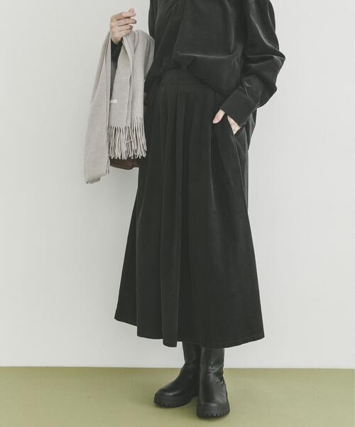 ITEMS URBANRESEARCH（アイテムズ アーバンリサーチ）の「Souplement Croduroy Skirt（スカート・レディース・ブラック/ホワイト系その他/ブラウン・FREE）」の9枚目の写真
