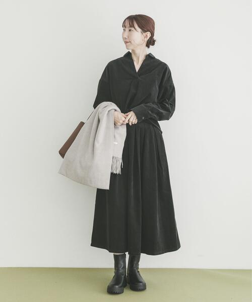 ITEMS URBANRESEARCH（アイテムズ アーバンリサーチ）の「Souplement Croduroy Skirt（スカート・レディース・ブラック/ホワイト系その他/ブラウン・FREE）」の11枚目の写真