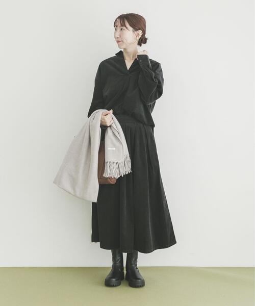 ITEMS URBANRESEARCH（アイテムズ アーバンリサーチ）の「Souplement Croduroy Skirt（スカート・レディース・ブラック/ホワイト系その他/ブラウン・FREE）」の12枚目の写真