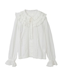 ピンクハウス 半袖ブラウス チュニック ティアード ピコフリル ホワイト ピンクハウス 半袖ブラウス チュニック ティアード ピコフリル
