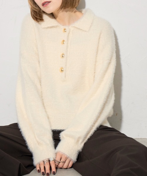 金ボタンフェザーポロニット（ポロシャツ）｜leimn（レイムン）の