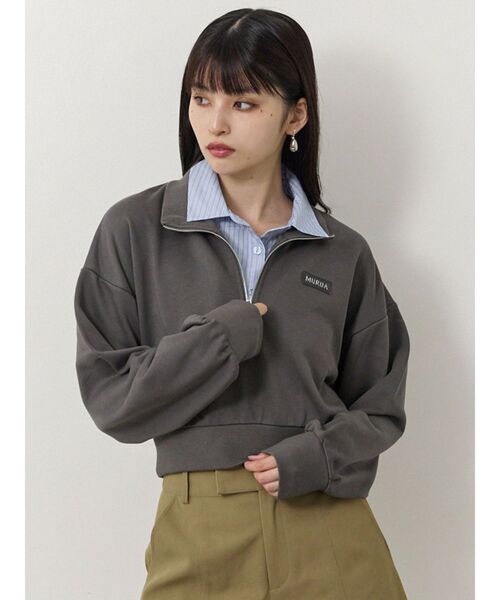 シャツレイヤードハーフジップスウェット（スウェット）｜MURUA