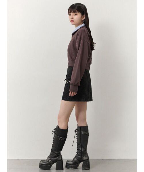 MURUA（ムルーア）の「シャツレイヤードハーフジップスウェット（スウェット・レディース・グレー/ネイビー/ブラウン・FREE）」の4枚目の写真