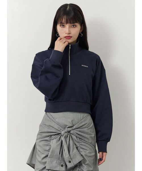 MURUA（ムルーア）の「シャツレイヤードハーフジップスウェット（スウェット・レディース・グレー/ネイビー/ブラウン・FREE）」の5枚目の写真