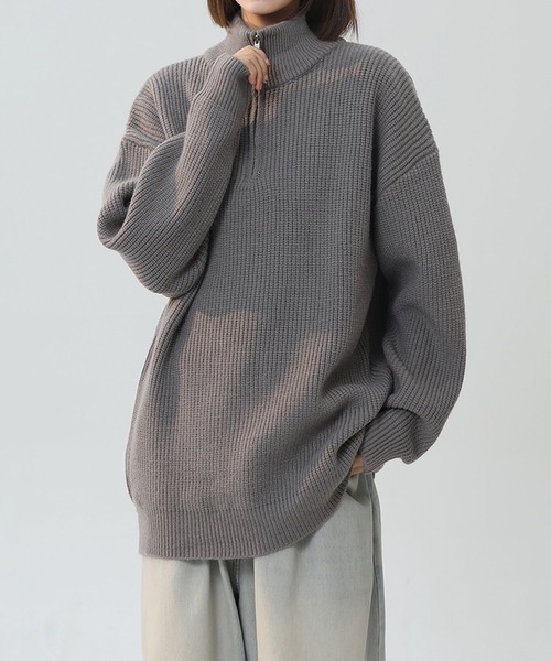 aimoha(アイモハ)の「ハーフジップニット/Half-zip knit (AW)(ニット/セーター・メンズ・グレー/オフホワイト/ブラック・X-LARGE/XX-LARGE/XXX-LARGE)」の3枚目の写真
