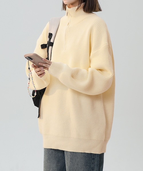 aimoha(アイモハ)の「ハーフジップニット/Half-zip knit (AW)(ニット/セーター・メンズ・グレー/オフホワイト/ブラック・X-LARGE/XX-LARGE/XXX-LARGE)」の2枚目の写真