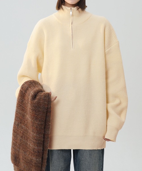 aimoha(アイモハ)の「ハーフジップニット/Half-zip knit (AW)(ニット/セーター・メンズ・グレー/オフホワイト/ブラック・X-LARGE/XX-LARGE/XXX-LARGE)」の5枚目の写真