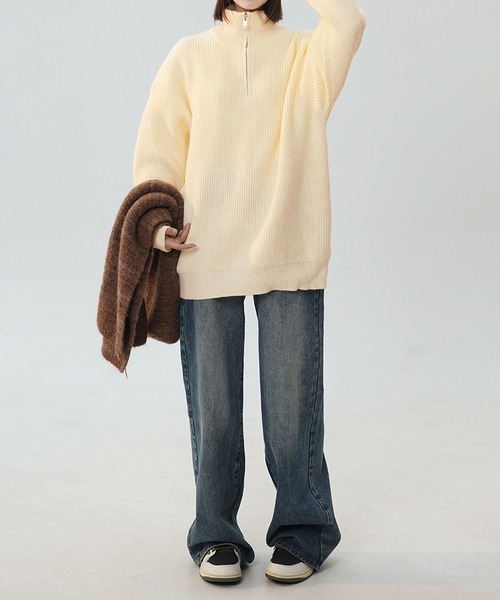 aimoha(アイモハ)の「ハーフジップニット/Half-zip knit (AW)(ニット/セーター・メンズ・グレー/オフホワイト/ブラック・X-LARGE/XX-LARGE/XXX-LARGE)」の10枚目の写真