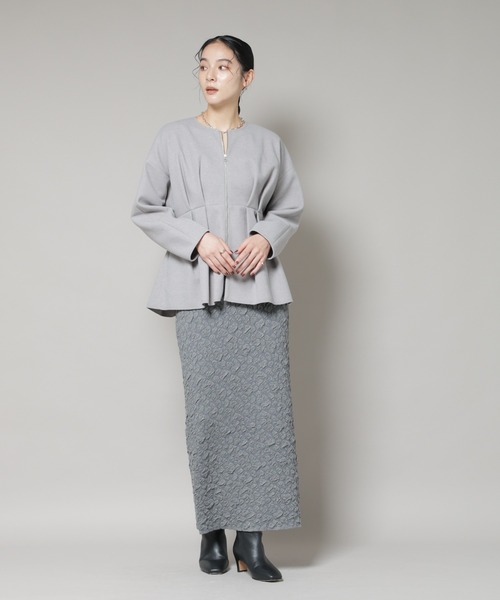 セール】ニードルジャージーペプラムブルゾン（ブルゾン）｜NANO